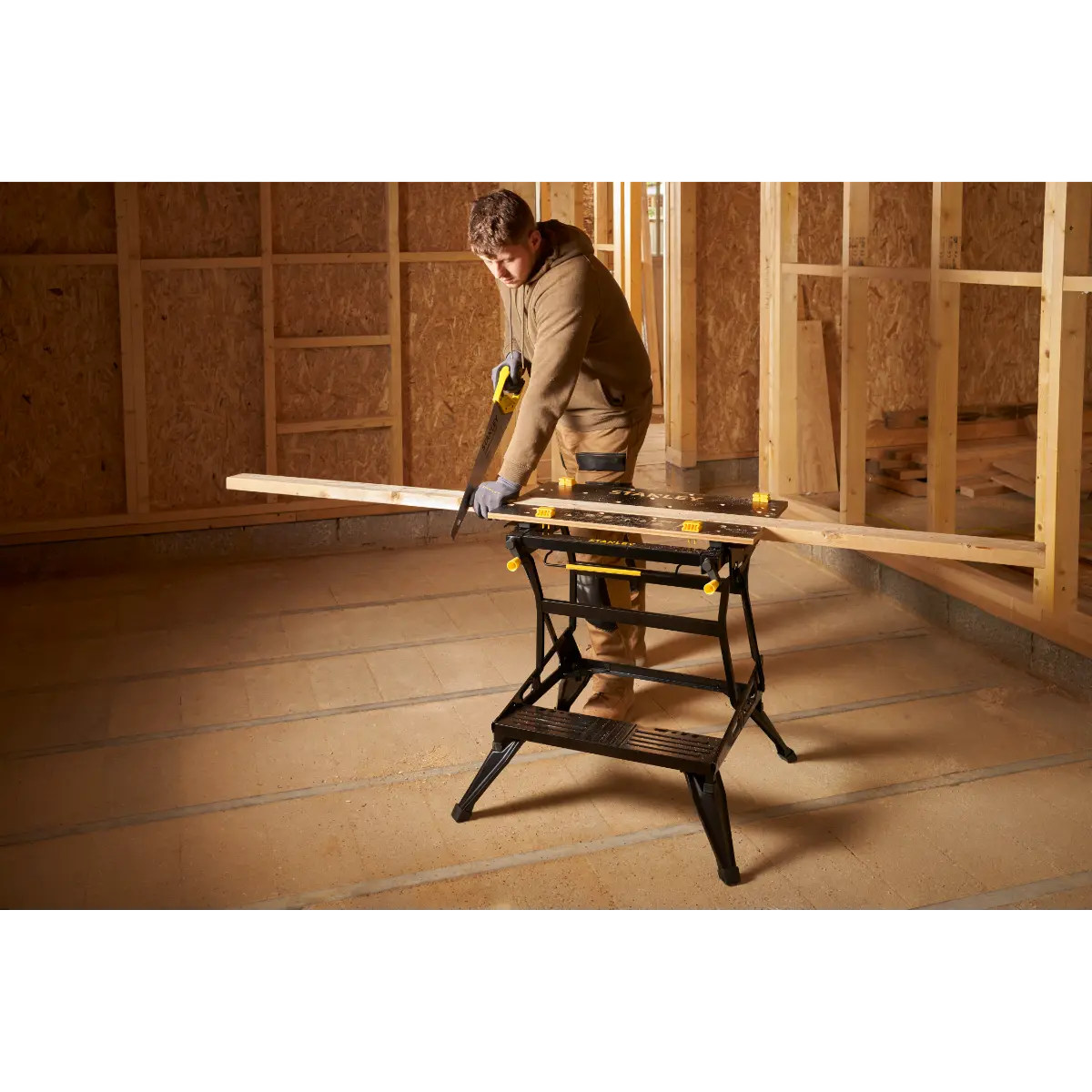 STANLEY Workmate Deluxe mit Bambus-Arbeitsplatte, belastbar bis 250kg