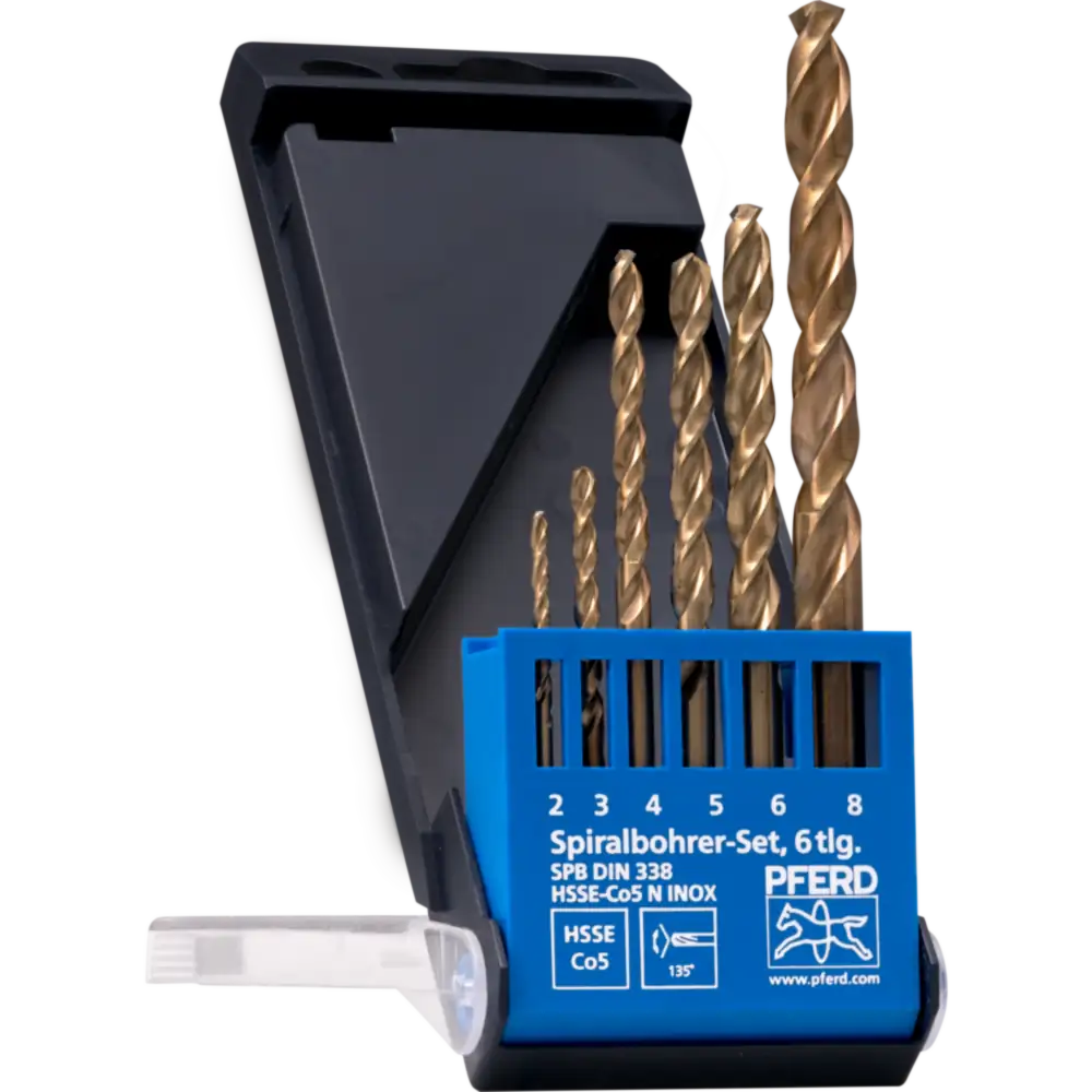 PFERD TOOLS Spiralbohrer-Set 6-tlg. INOX HSSE N DIN 338 für zähe und harte Werkstoffe PFERD TOOLS Spiralbohrer-Set 6-tlg. INOX HSSE N DIN 338 für zähe und harte Werkstoffe