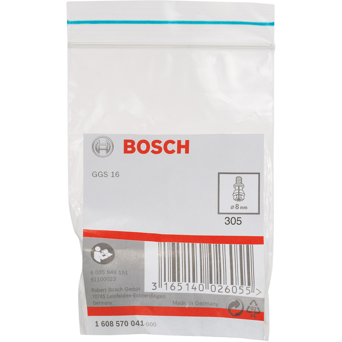 Bosch Spannzange mit Spannmutter, für Bosch-Geradschleifer, passend zu GGS 16 Ø 6-8mm
