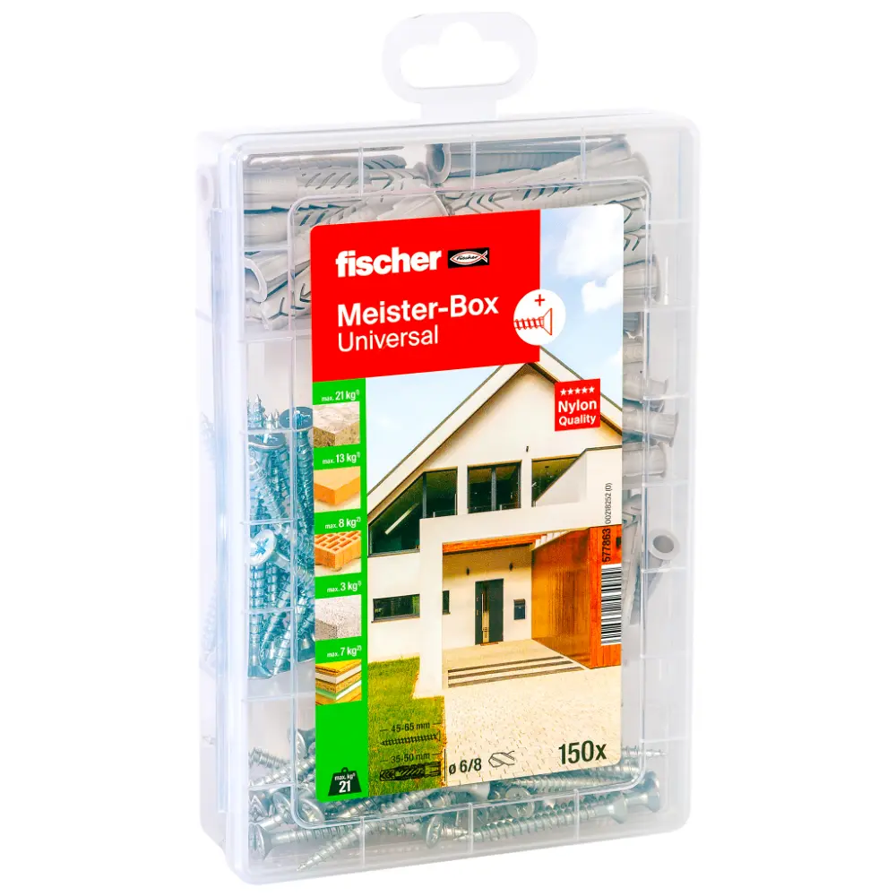 Fischer Dübelsortiment Meister-Box Universal + Schrauben (150 Teile)