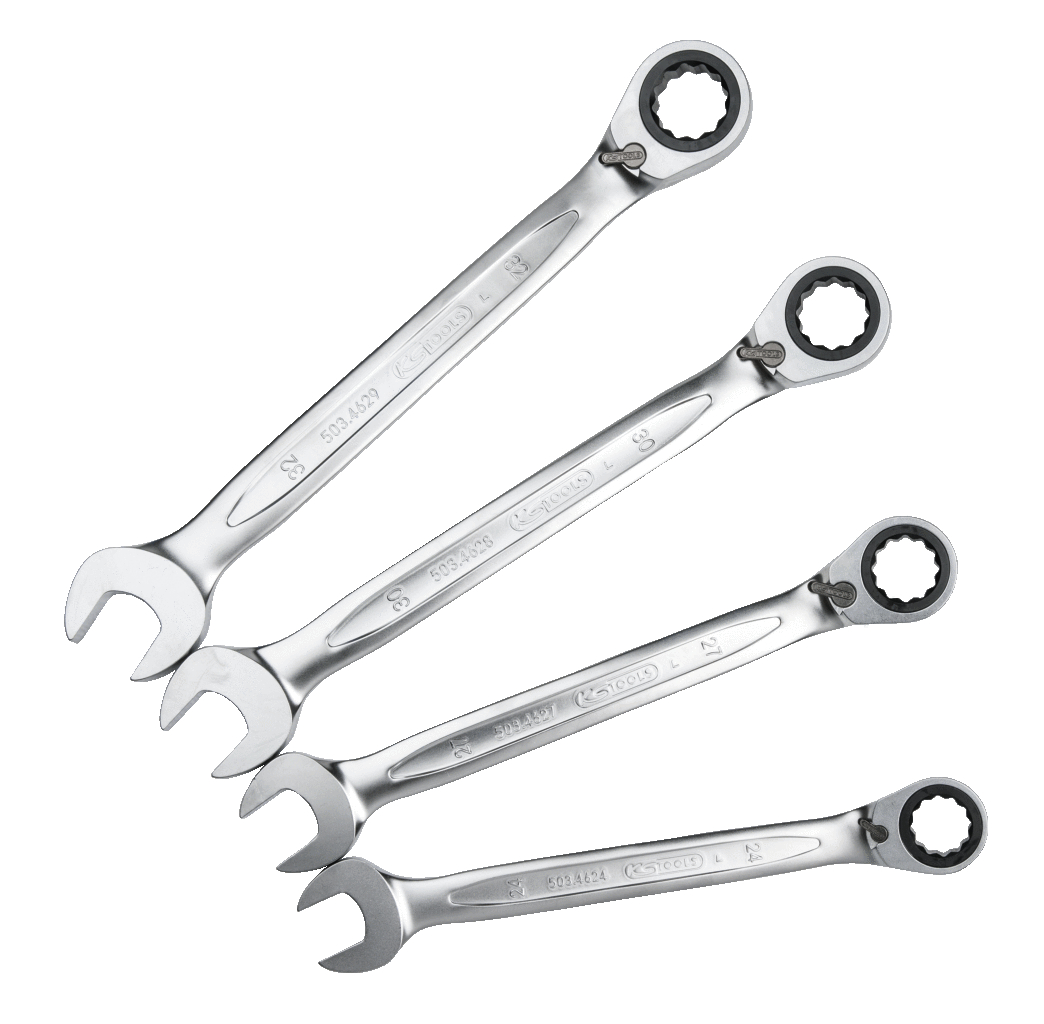 KS Tools GEARplus Ratschenringmaulschlüssel-Satz, umschaltbar, 4-tlg