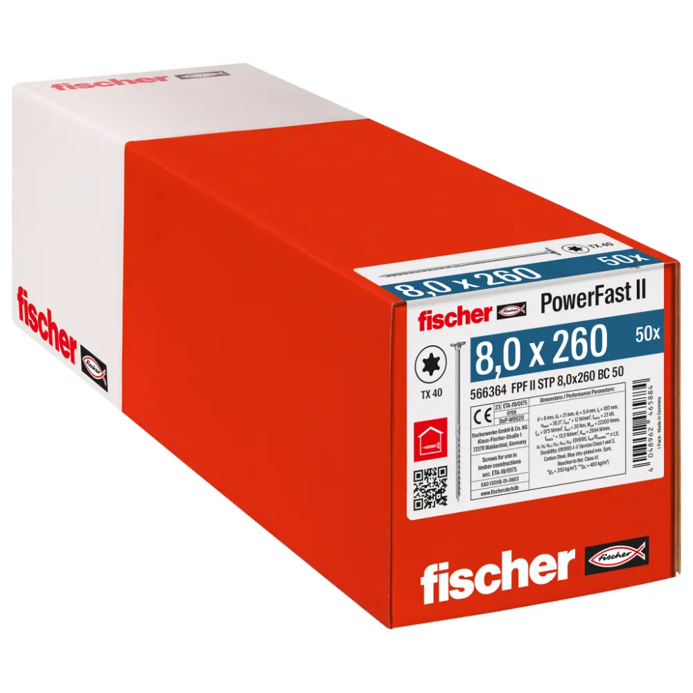 Fischer Holzbauschraube 8,0x260 FPF II STP BC, Stufensenkkopf, Innenstern TX, Teilgewinde