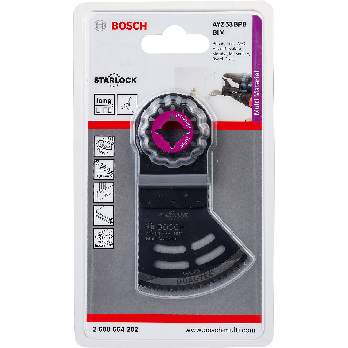 Bosch BIM Tauchsägeblatt Dual-Tec AYZ 53 BPB Multimaterial, 40 x 53 mm, PAK