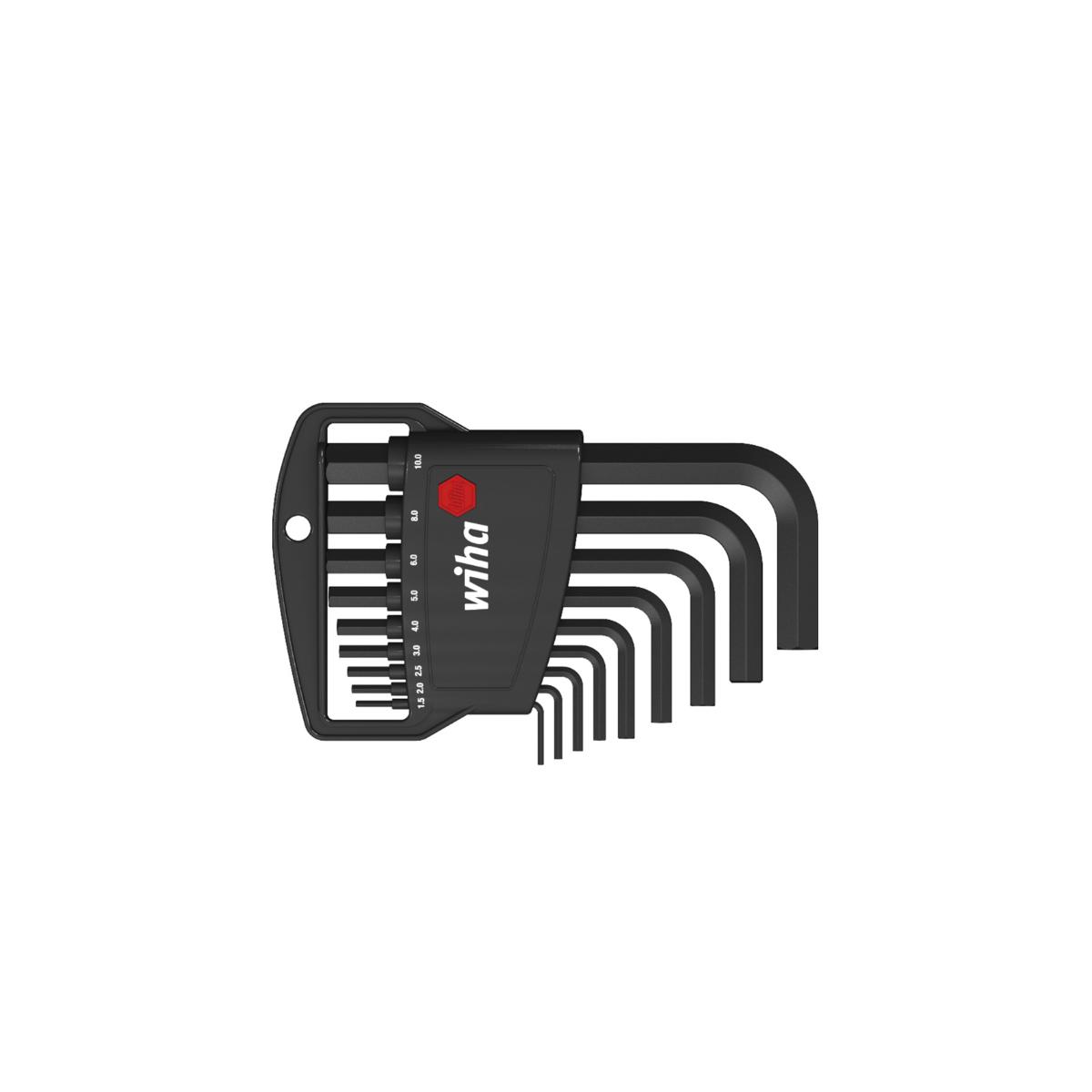 Wiha Stiftschlüssel Set im Classic Halter Sechskant 9-teilges Set schwarzoxidiert