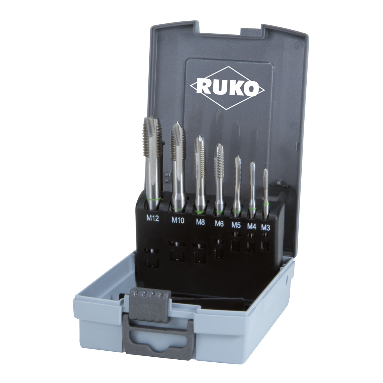 RUKO 3in1-Box HSS-Co 5 - Komplettset für Gewindeschneiden M3 – M12