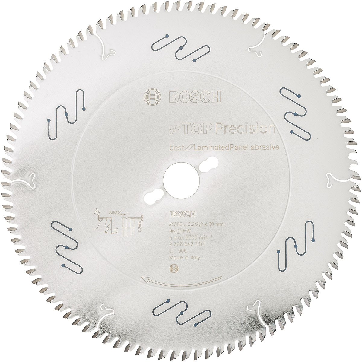 Bosch Kreissägeblatt Top Precision Best for Laminated Panel Abrasive 300x30x3,2mm, 96 Zähne