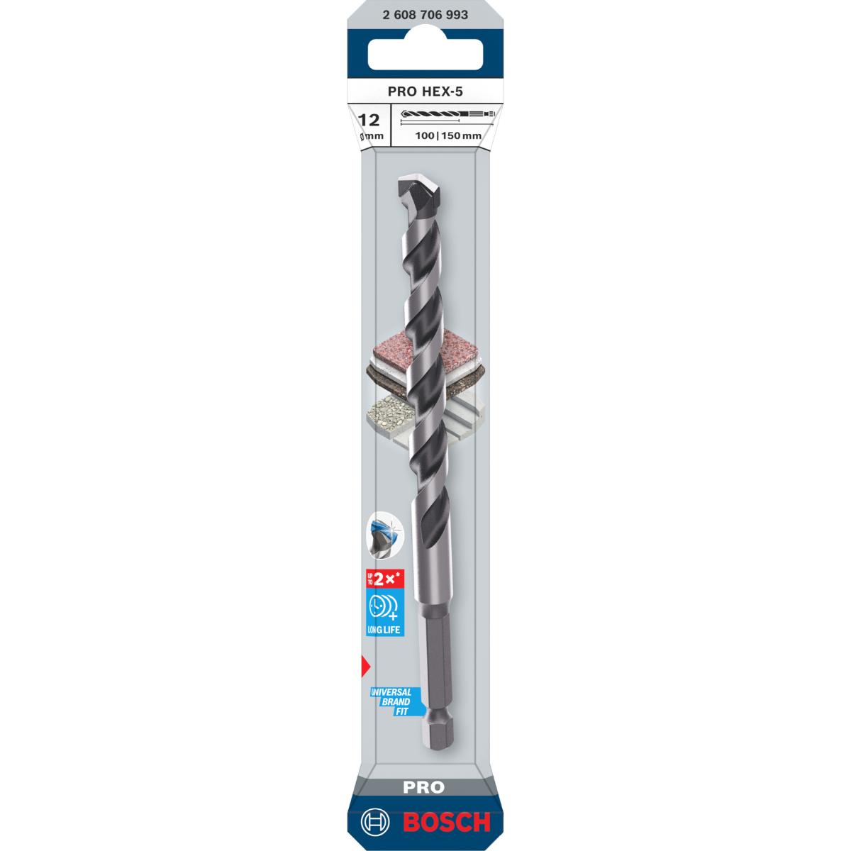 Bosch PRO HEX-5 Bohrer, 12 x 100 x 150 mm
