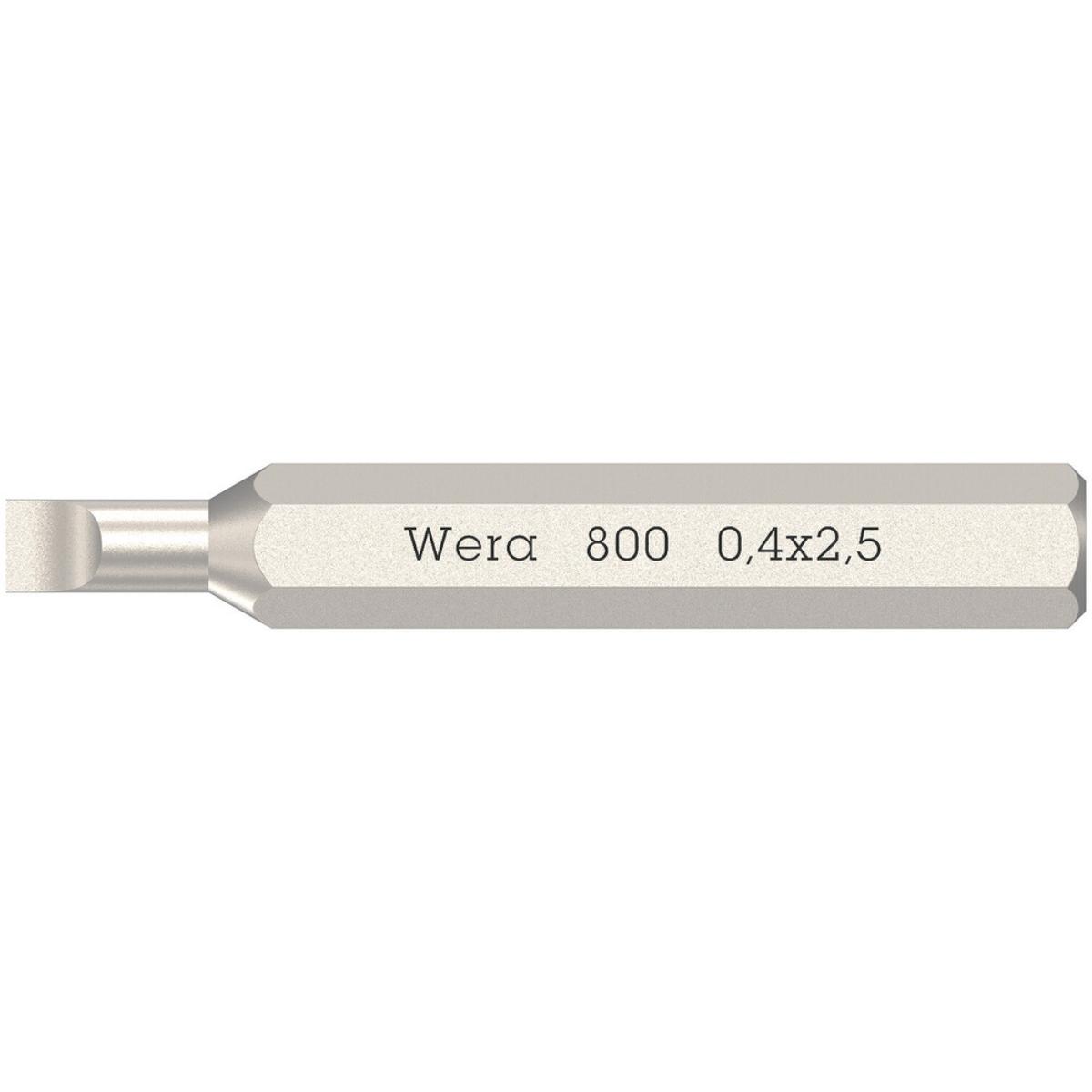 Wera 800/0 Micro Bits für Schlitzschrauben, 0,40 x 2,5 x 30 mm