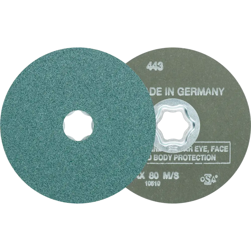 PFERD TOOLS COMBICLICK Zirkon Fiberscheibe für hohen Abtrag auf Stahl