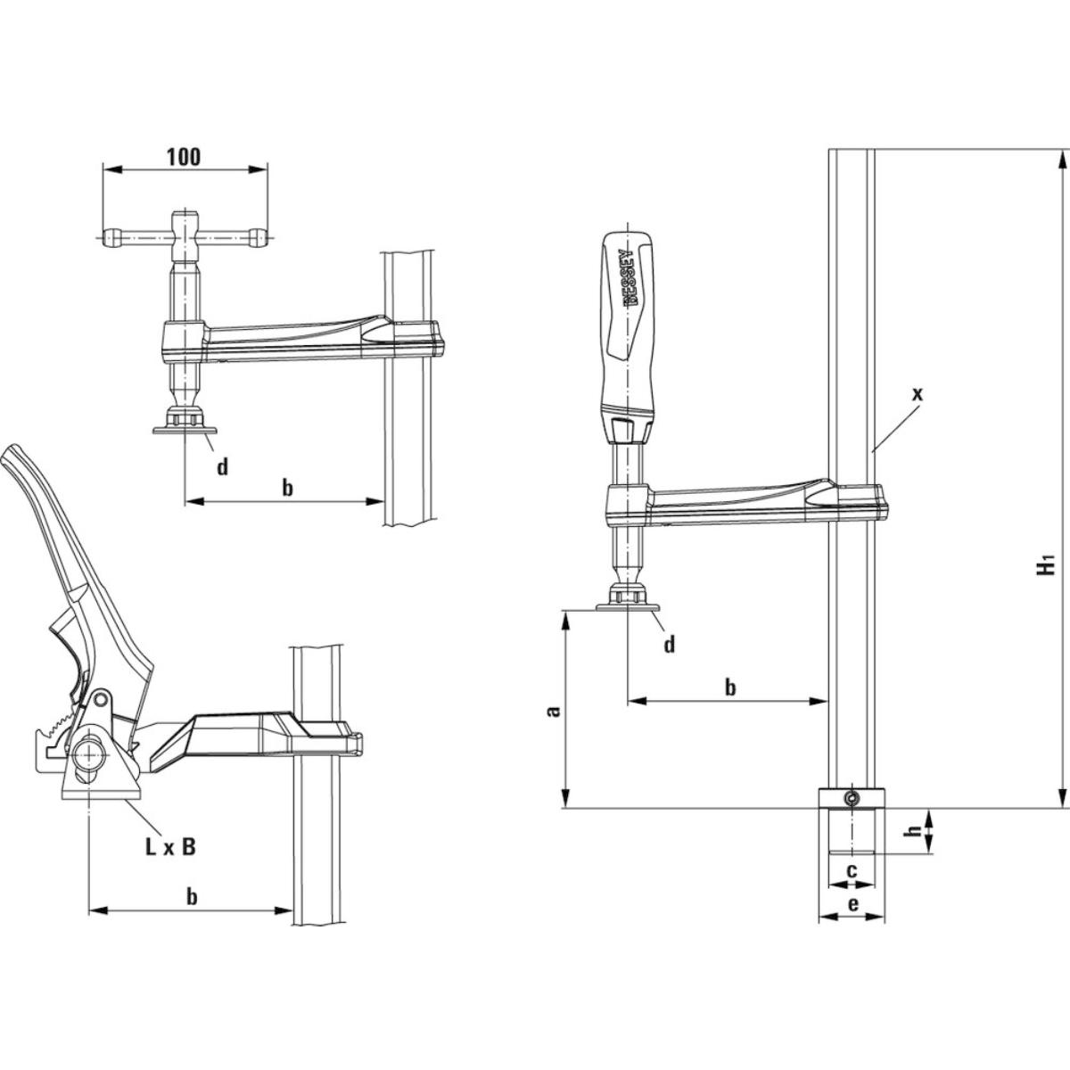 Bessey Spannelement mit fixer Ausladung TW