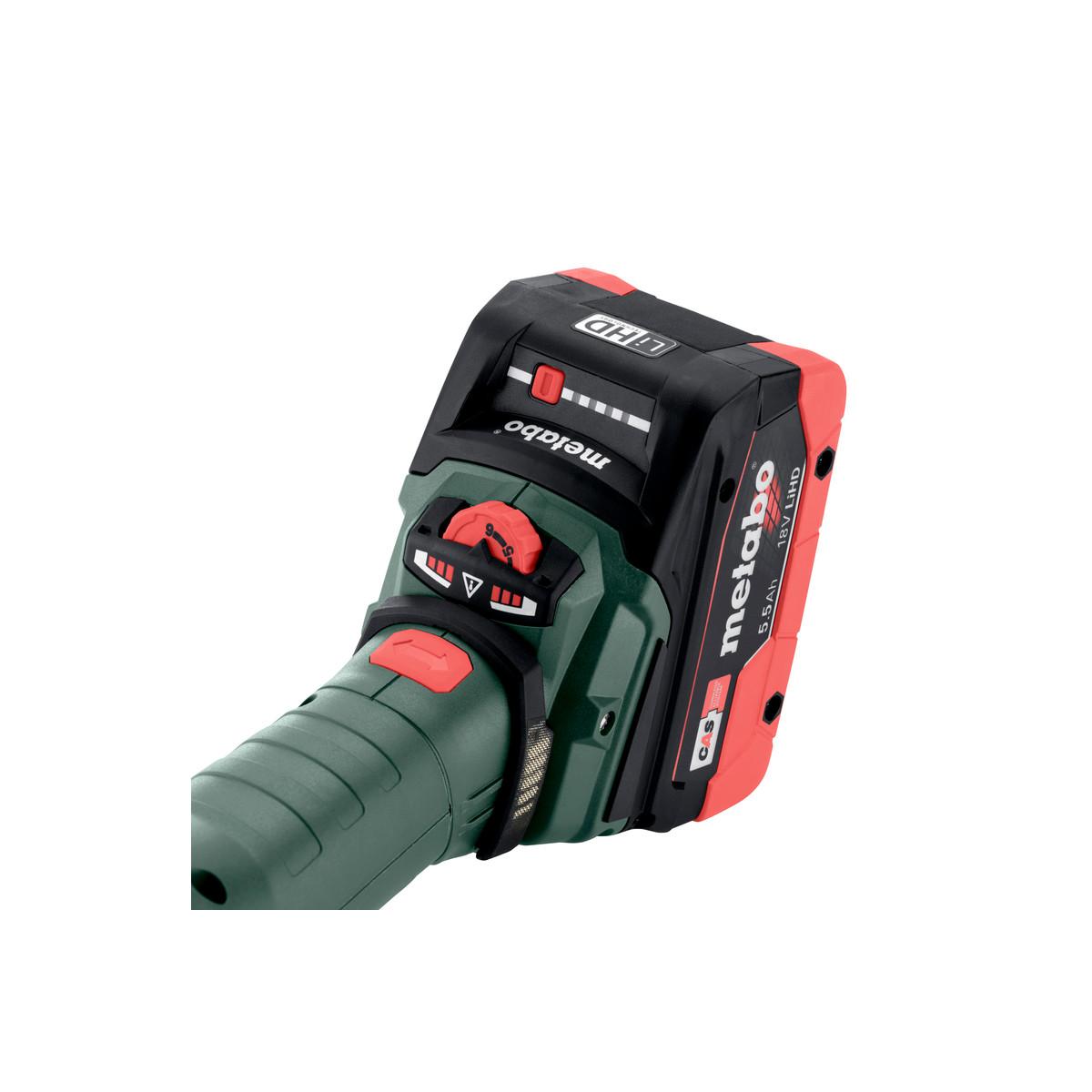 Metabo Akku-Flachkopf-Winkelschleifer WVBF 18 LTX BL 15-125 Quick, metaBOX 165 L