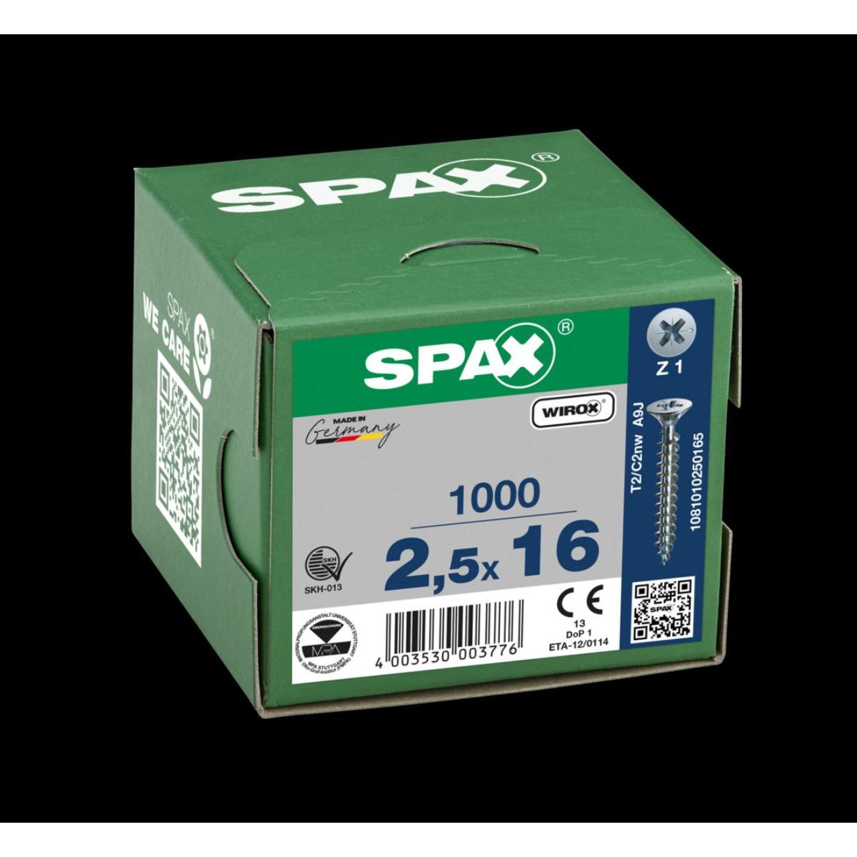 SPAX-S Senkkopf Bremsrippen Kreuzschlitz Z1 Vollgewinde WIROX, 1000 Stück