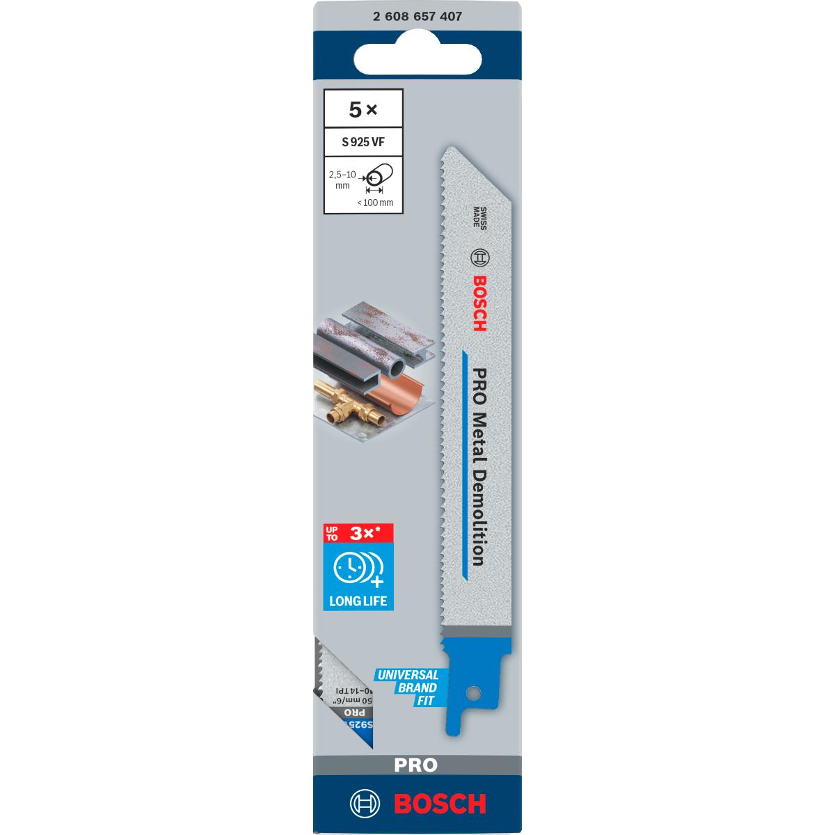 Bosch PRO Säbelsägeblatt S 925 VF, Heavy for Metal, 5er-Pack