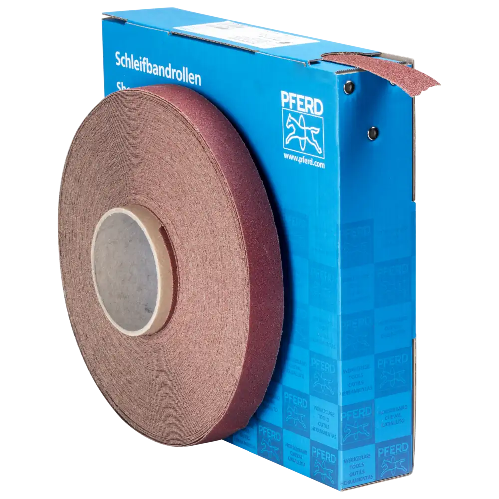PFERD TOOLS Korund Schleifbandrolle Gewebe SBR Breite 25mm Form B für universelle Anwendung