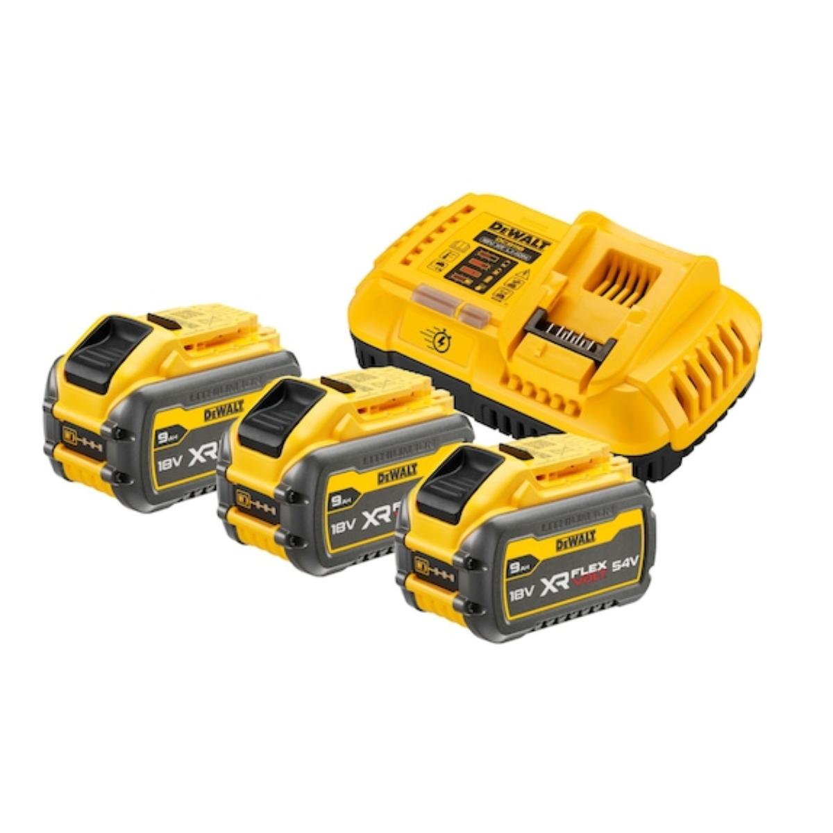 DEWALT XR FLEXVOLT Akku-Starter-Set 54V / 162Wh + 3 Akku + 1 Doppelladegerät DCB118-QW