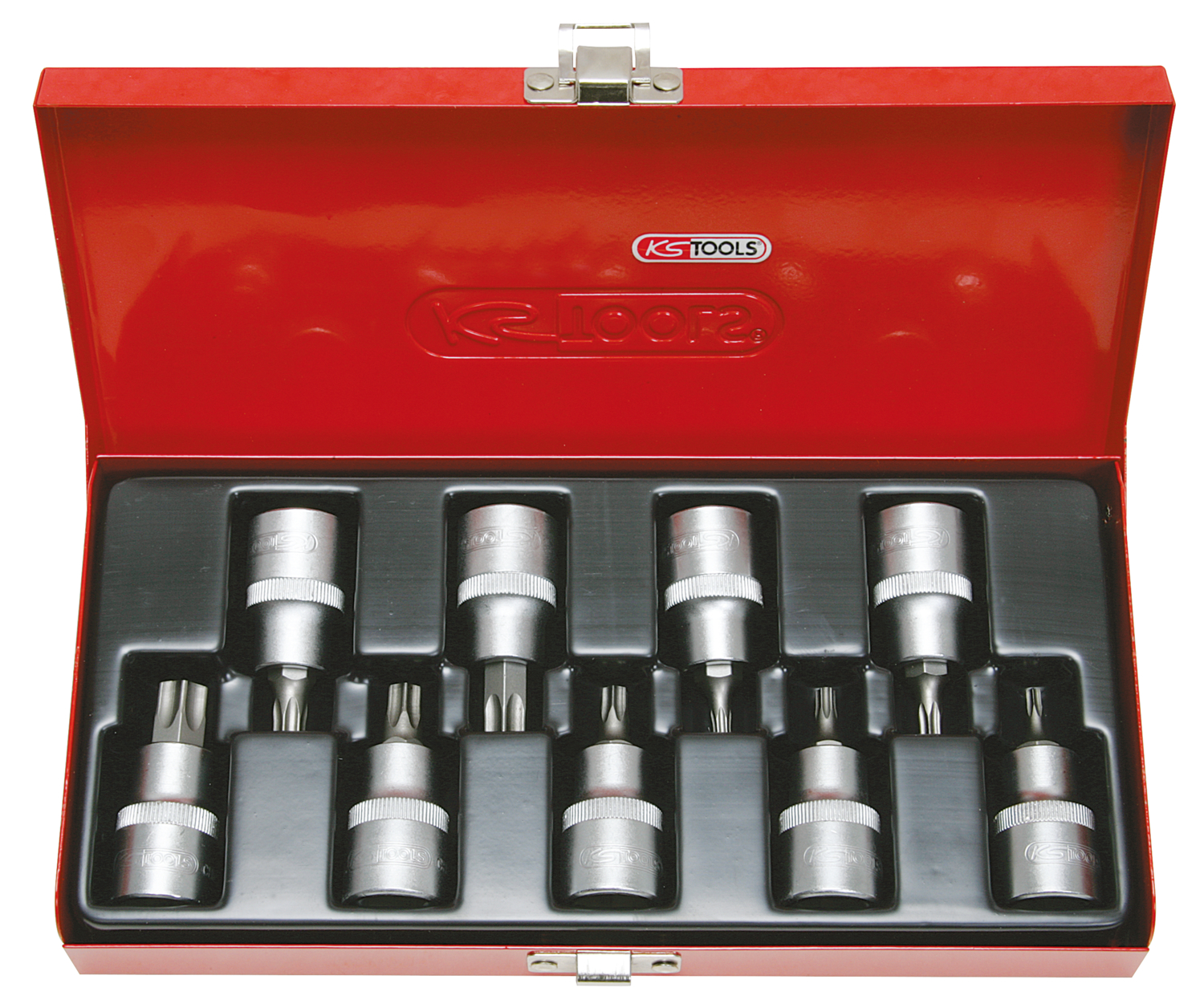 KS Tools 1/2" Bit-Stecknuss-Satz, 9-tlg, TB20-TB60 mit Stirnlochbohrung