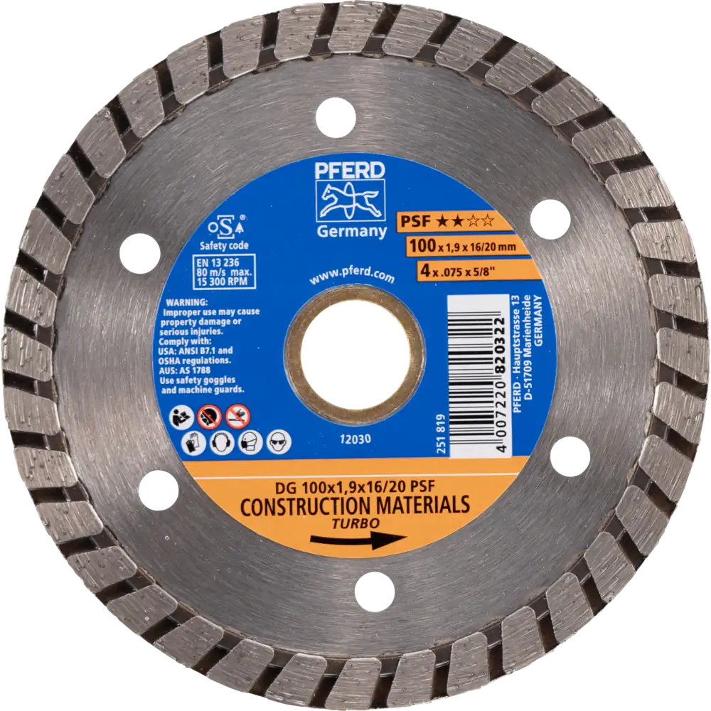 PFERD TOOLS Diamant-Trennscheibe DG PSF für Stein und Beton