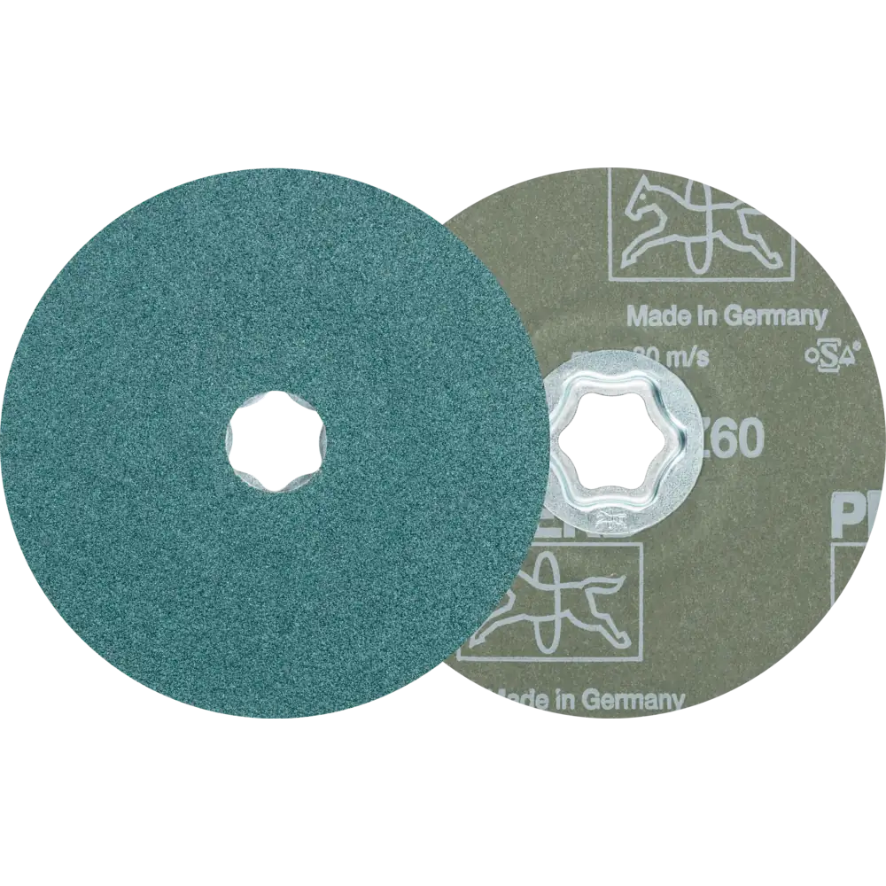 PFERD TOOLS COMBICLICK Zirkon Fiberscheibe für hohen Abtrag auf Stahl
