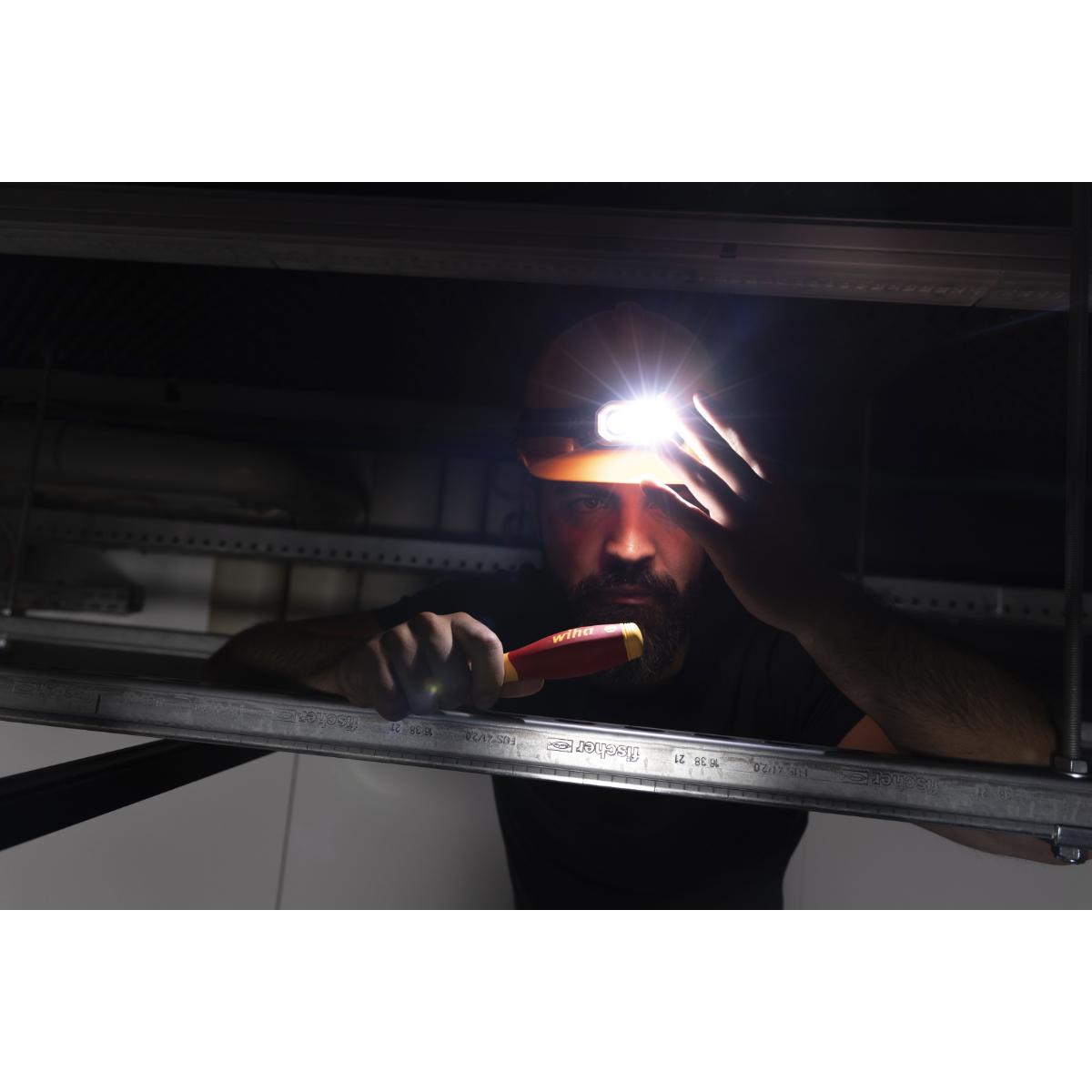 Wiha Stirnlampe 500 lm mit Bewegungssensor mit USB-C-Ladekabel