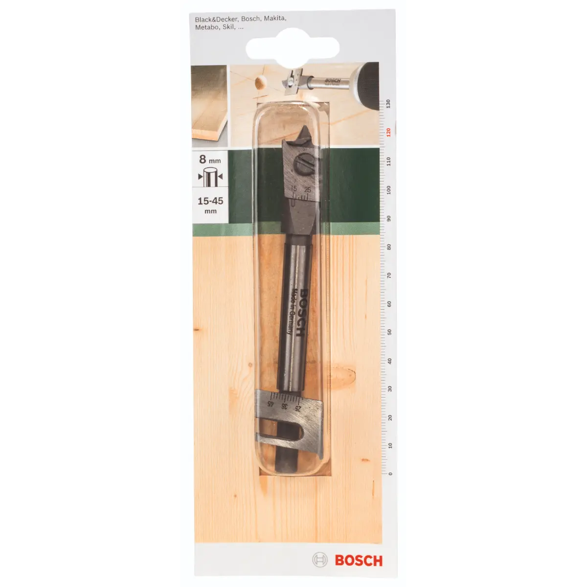 Bosch Verstellbarer Flachfräsbohrer D= 15,0 - 45,0 mm, L= 165 mm