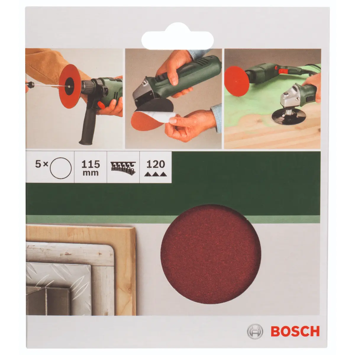 Bosch Schleifblatt-Set für Winkelschleifer D=115 mm, K=120, 5 Stck.