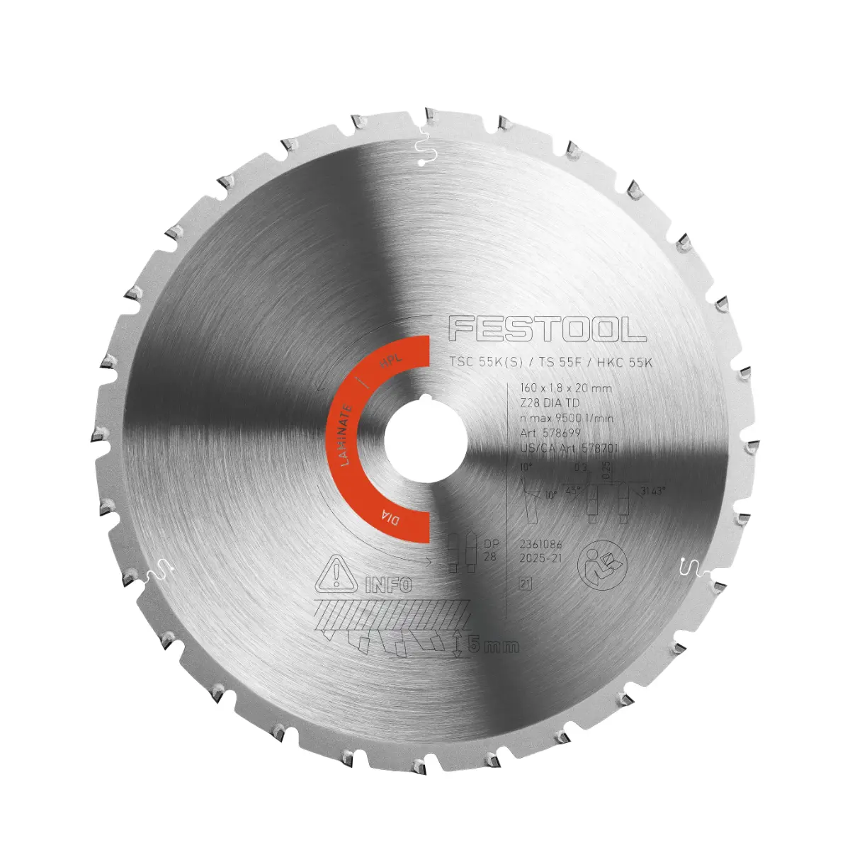 Festool Diamant-Kreissägeblatt LAMINATE/HPL DIA 160x1,8x20 TD28
