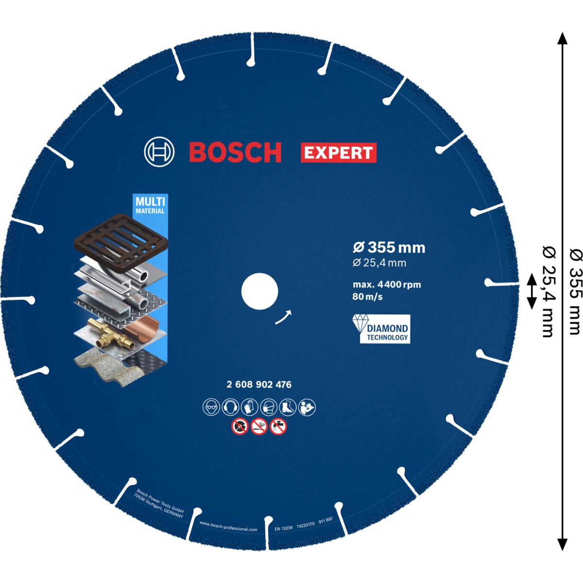Bosch EXPERT Metal Diamanttrennscheibe, 355 x 25,4 mm. Für Metalltrennsägen