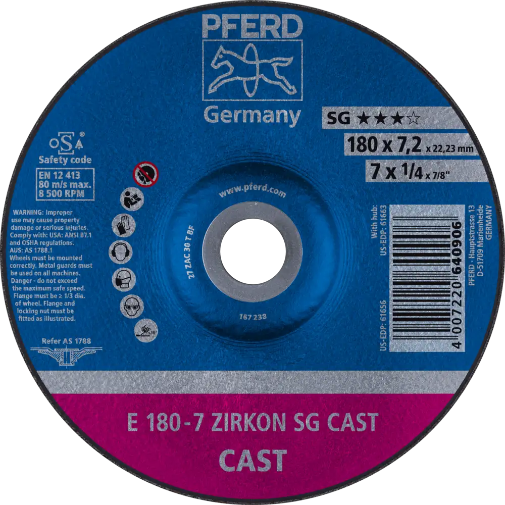 PFERD TOOLS Schruppscheibe E ZIRKON Speziallinie SGP CAST für Guss