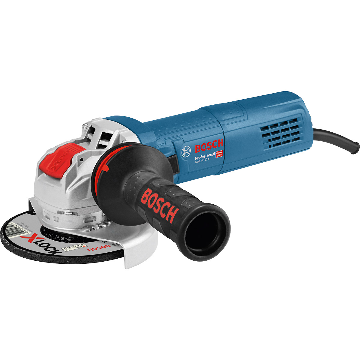 Bosch Winkelschleifer GWX 9-115 S, 900-W, X-LOCK, mit Zusatzgriff, Koffer, Schutzhaube