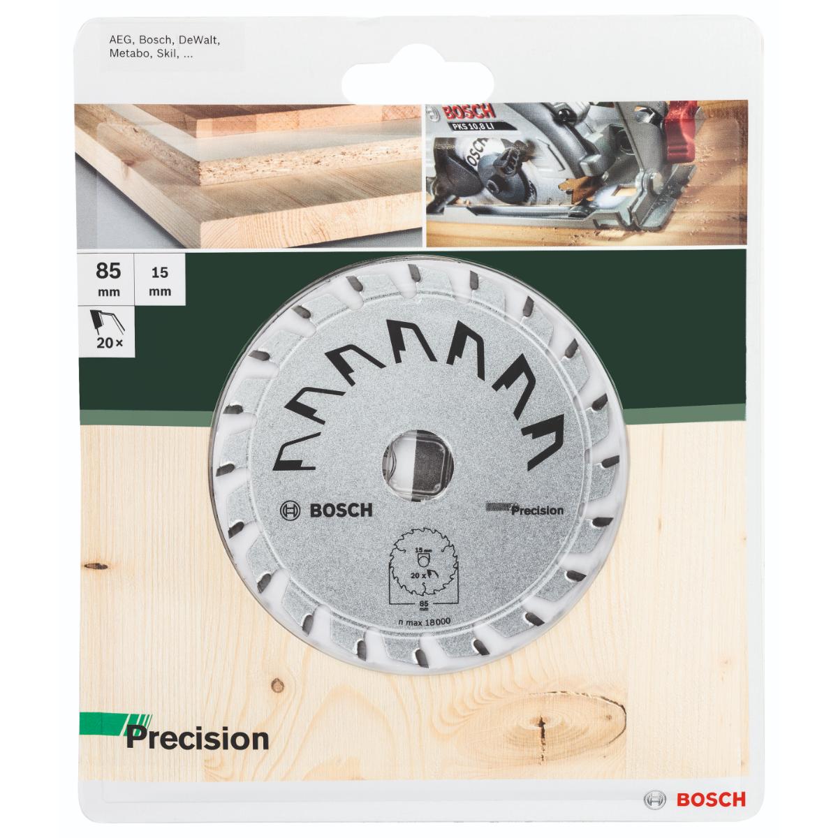 Bosch Kreissägeblatt Precision 85 x 15 x 1,1 mm, 20