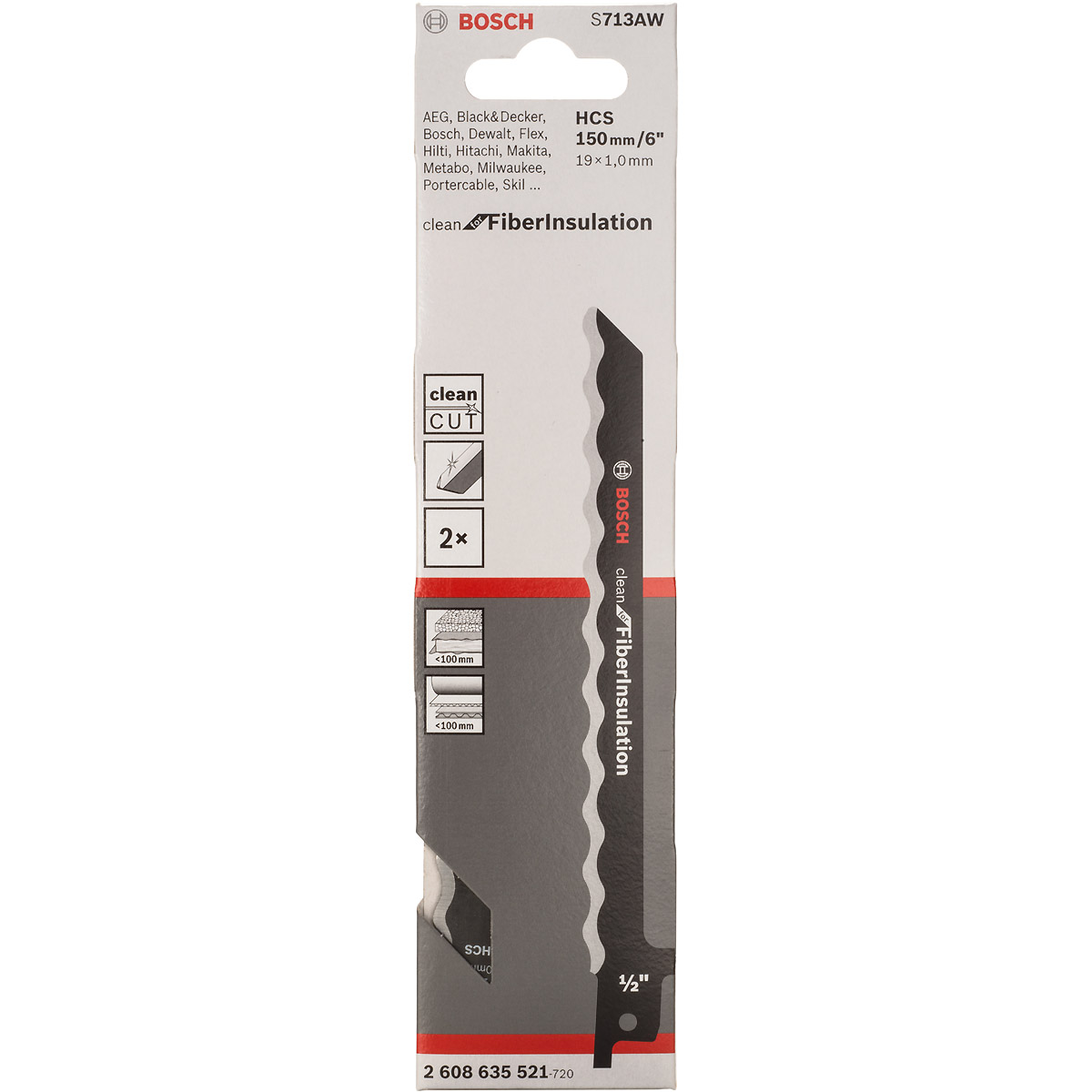 Bosch Säbelsägeblatt S 713 AW, Clean for Fibre Insulation, 2er-Pack
