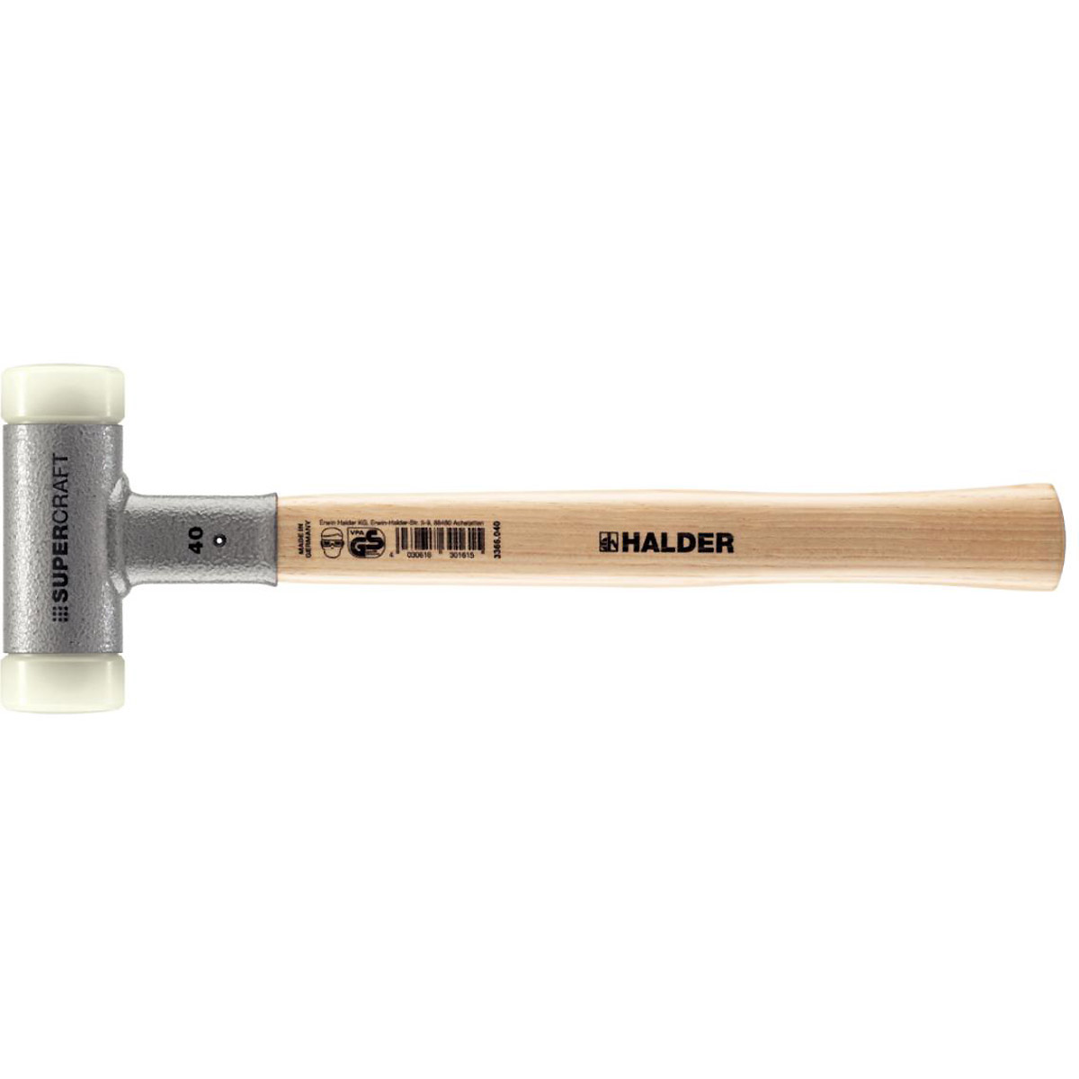 HALDER SUPERCRAFT - Schonhammer rückschlagfrei mit Hickorystiel, Nylon