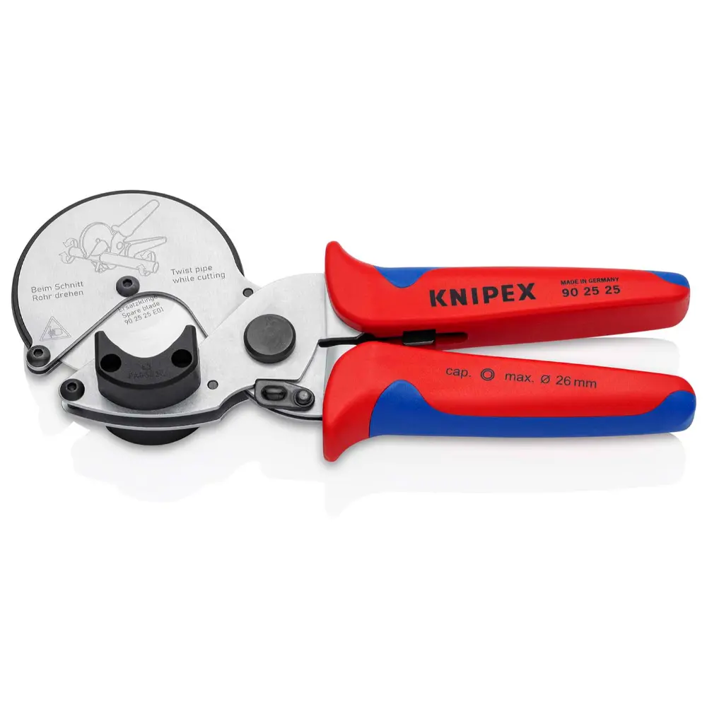 KNIPEX Rohrschneider für Verbund- und Kunststoffrohre mit Mehrkomponenten-Hüllen verchromt 210 mm