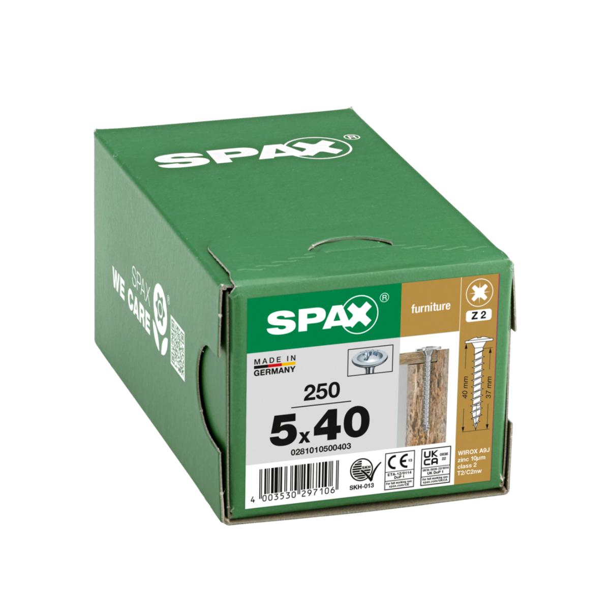 SPAX Universalschraube Vollgewinde Rückwandkopf Kreuzschlitz Z 4CUT, WIROX, 250 Stück