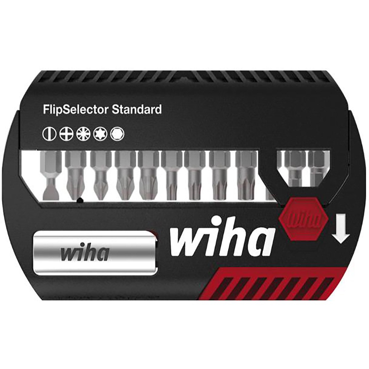 Wiha Bit Set FlipSelector Standard 25 mm gemischt 13-teilges Set 1/4 zoll C6,3 - 10 Stück