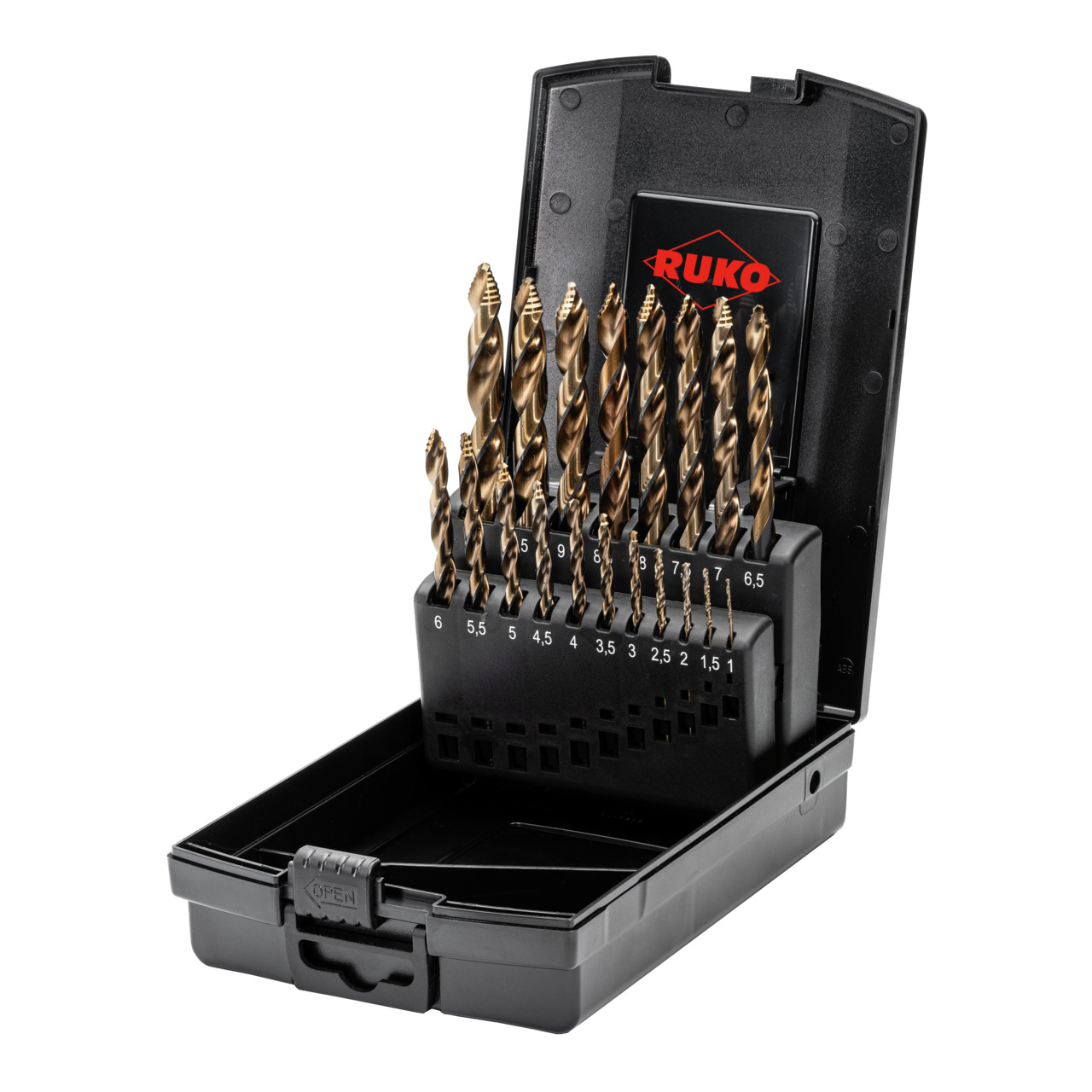 RUKO ULTIMATECUT Spiralbohrer-Satz DIN 338 Typ FLOWSTEP® HSS-Co 5 - 19-tlg.
