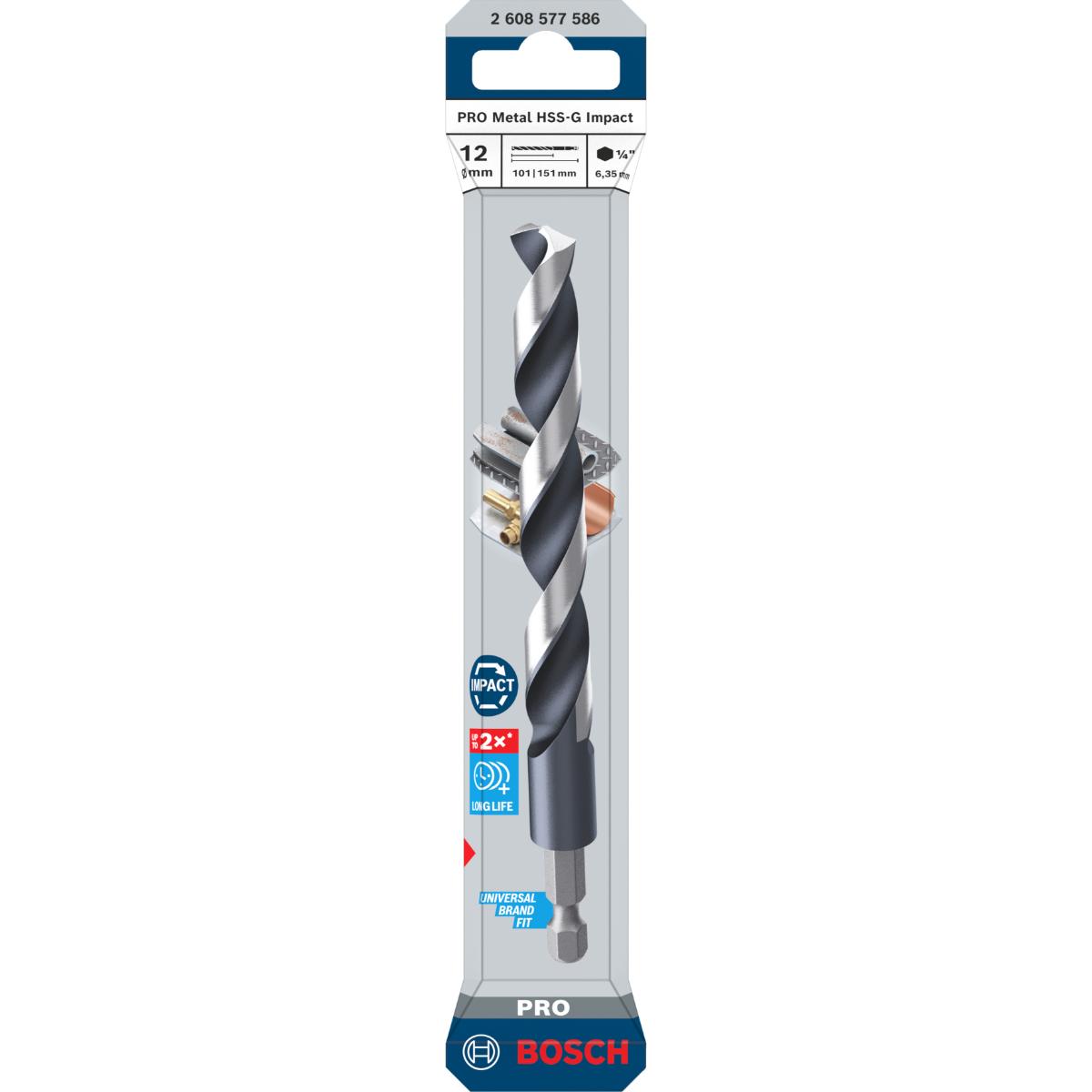 Bosch PRO Metal HSS-G Impact Spiralbohrer, 12 x 101 x 151 mm