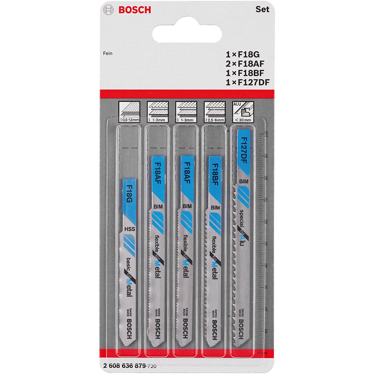 Bosch Stichsägeblatt-Set Metal, 5-teilig, Fein-Schaft