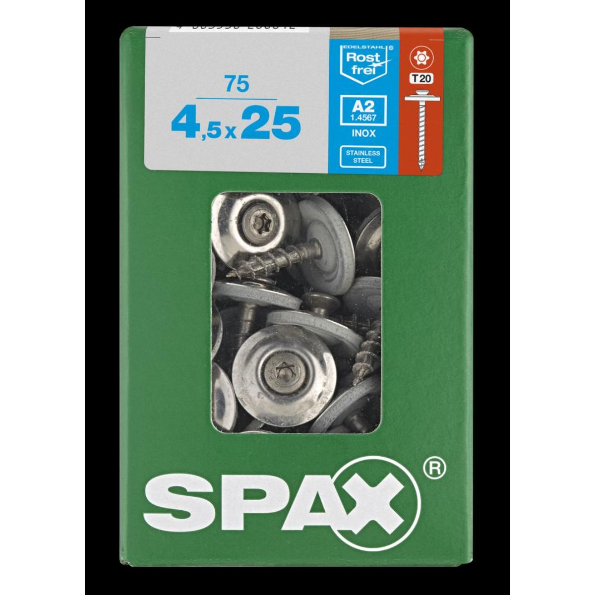 SPAX Spenglerschraube A2 T-Star Plus T20 4Cut 4,5 x 25 mm L, 75 Stück