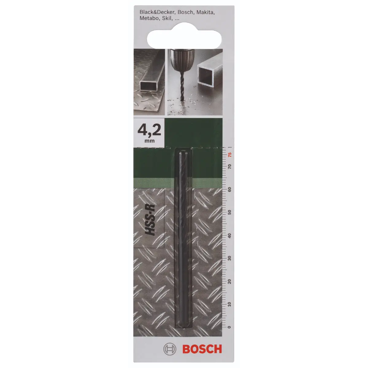 Bosch Metallbohrer HSS-R, DIN 338 D= 4,2 mm, L= 75 mm