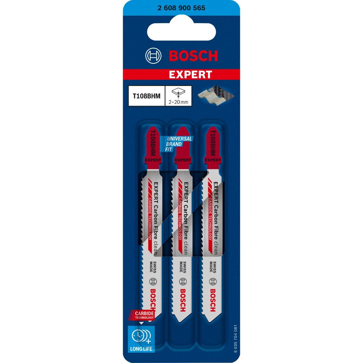 Bosch EXPERT ‘Carbon Fiber Clean’ T 108 BHM Stichsägeblatt, 3 Stück