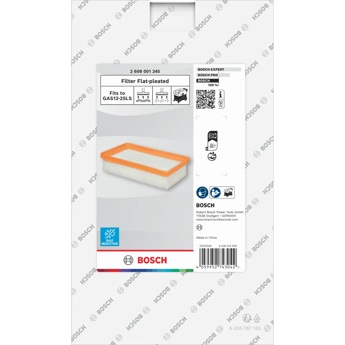 Bosch Flachfaltenfilter, 125,7 x 220 mm