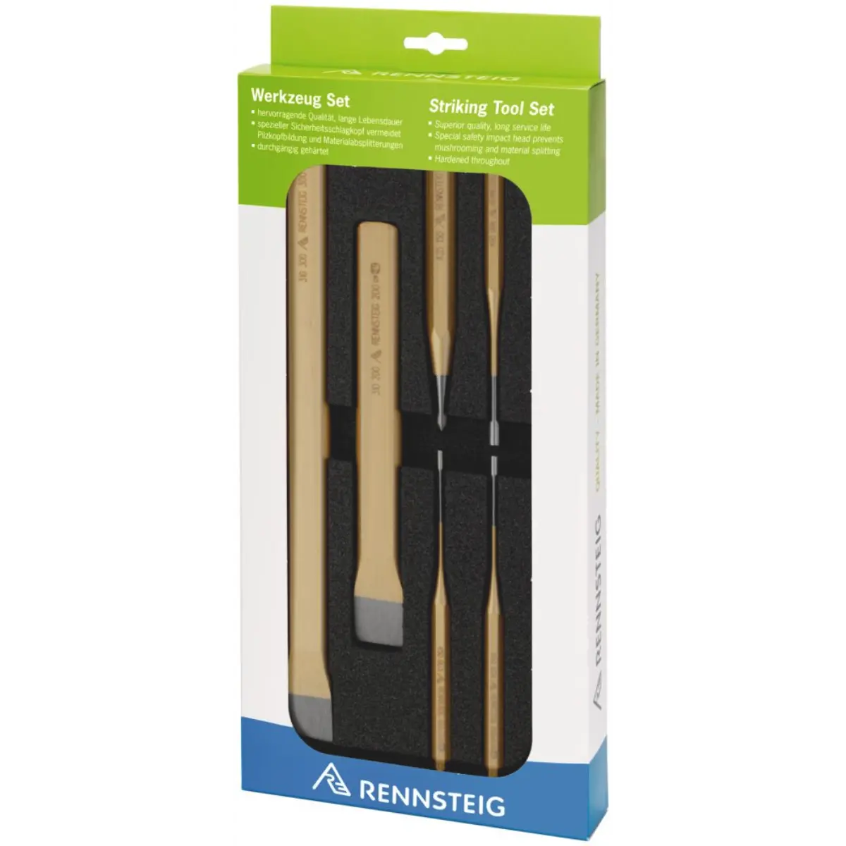 Rennsteig Meißel, Splintentreiber, Körner – Set in Schaumstoffeinlage