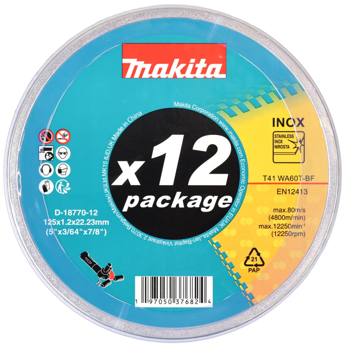 Makita Trennscheibe INOX Ø 125 mm 1,2 mm WA60T-BF EN12413 INOX 12 Stück