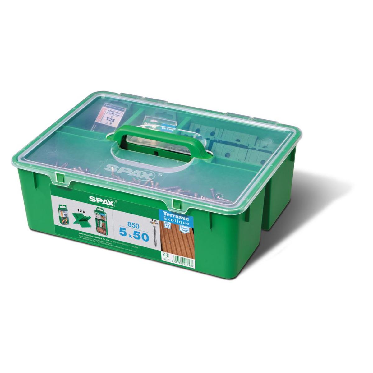 SPAX Green Box Terrasse A2 Zylinderkopf T-Star Plus T25 Fixiergewinde Cut, 850 Stück