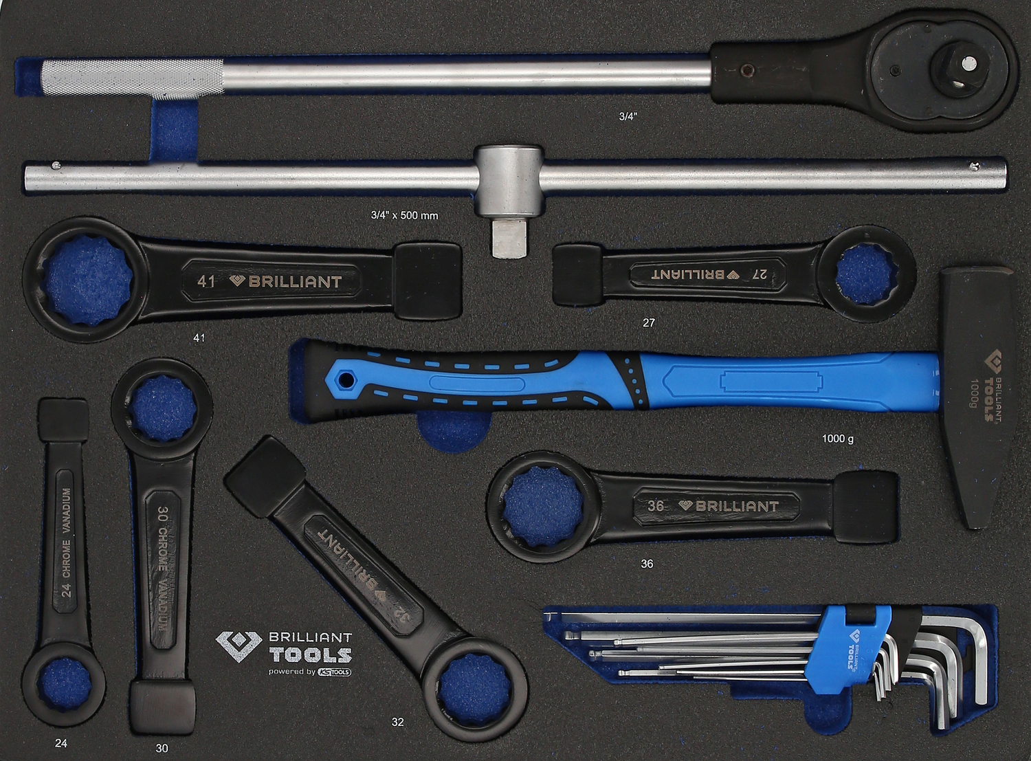 Brilliant Tools Werkstattwagen mit 7 Schubladen und 225 Werkzeugen, NFZ