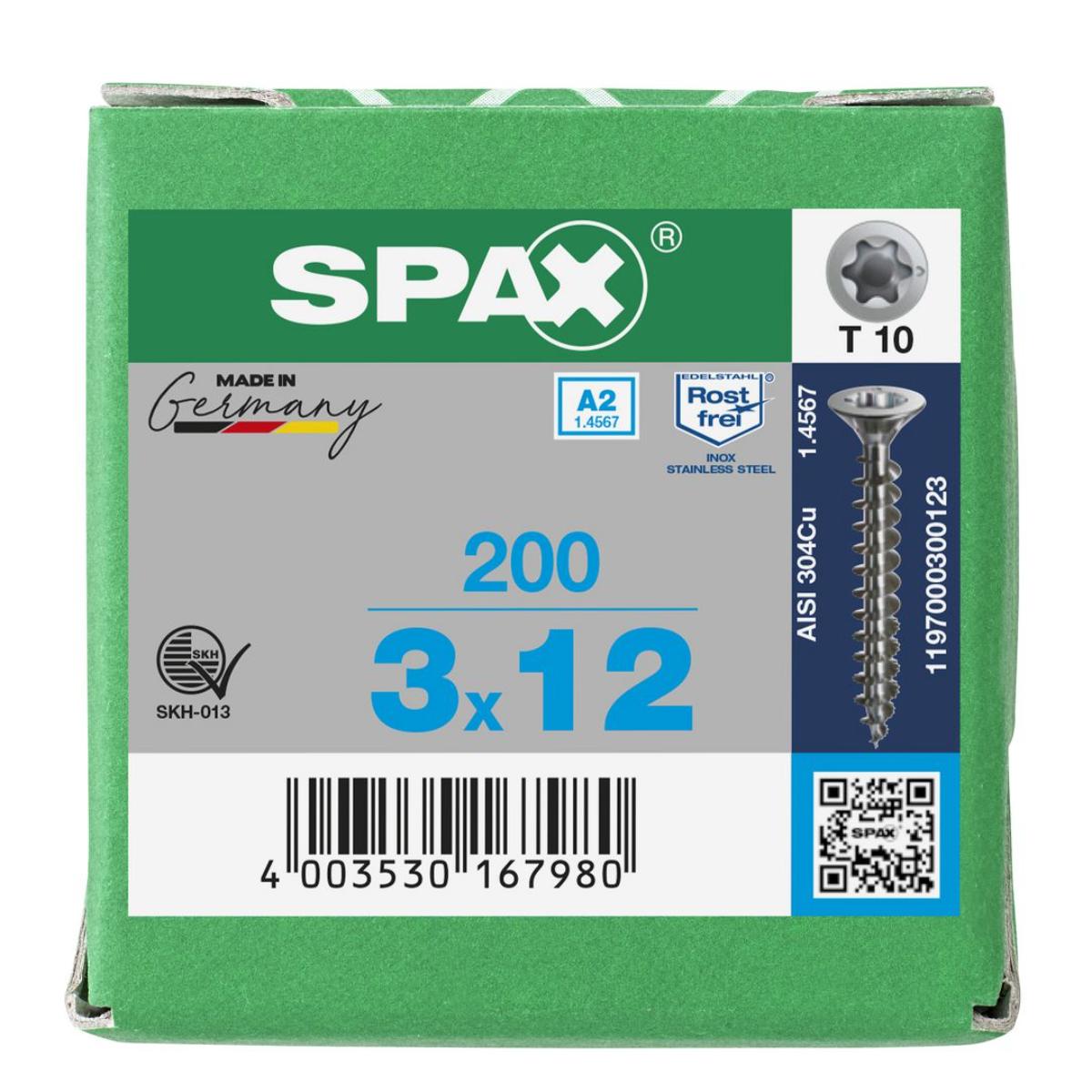 SPAX-S A2 Senkkopf Bremsrippen T-Star Plus T10 Vollgewinde, 200 Stück