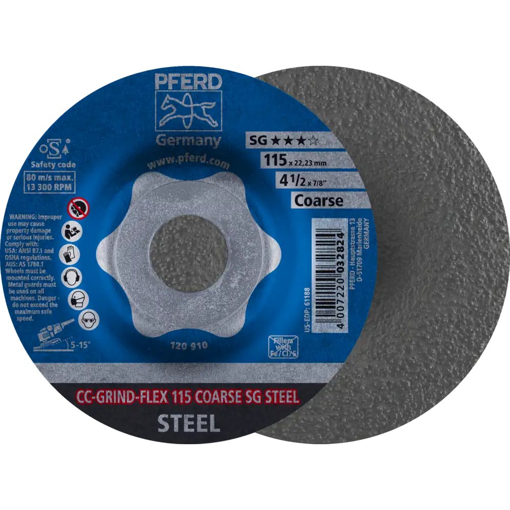 PFERD TOOLS CC-GRIND-FLEX Meule de ponçage Ligne Performante SG STEEL pour acier