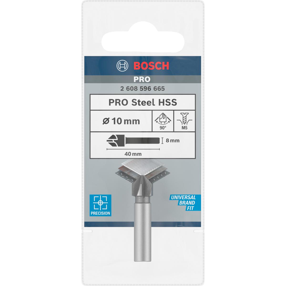 Bosch PRO Kegelsenker mit zylindrischem Schaft, 10,0 mm, M 5, 40 mm, 1/4 Zoll, 8 mm