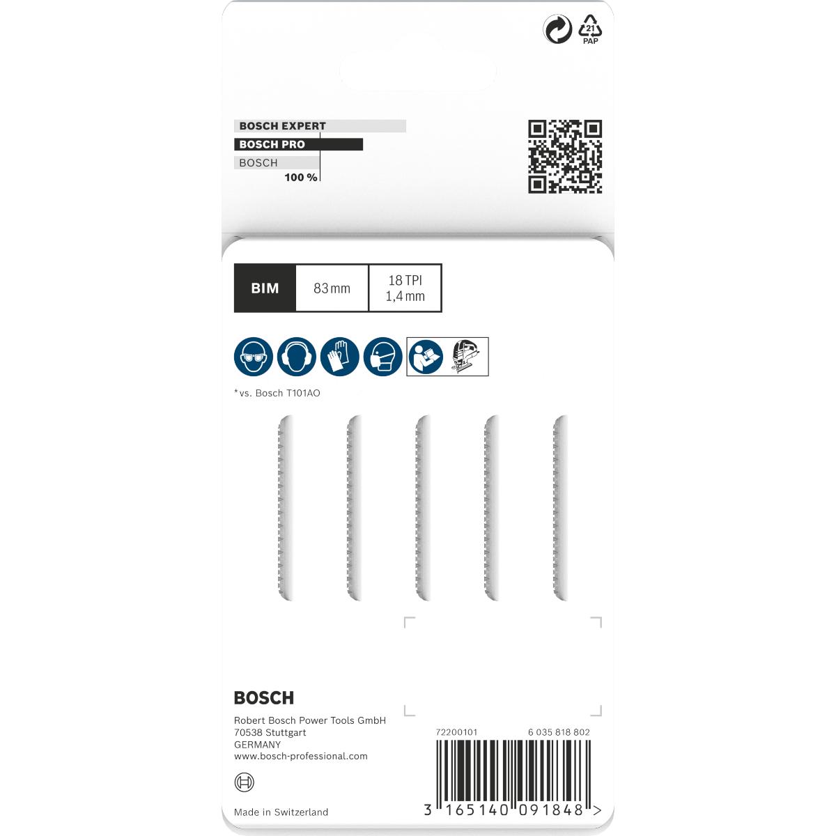Bosch PRO Stichsägeblatt T 101 AOF für Hart-/Massivholz, Laminat & Sperrholz